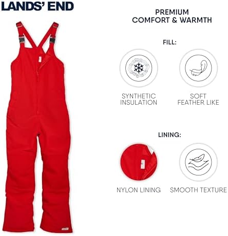 Lands' End Unisex Kids Squall Waterproof Adjustable Insulated Iron Knee Snow Bib Overalls
