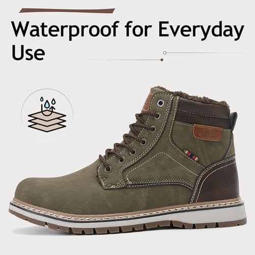 ANALEAF Mens Snow Boots Warm Winter Boots Non Slip Fur Lined Outdoor Shoes