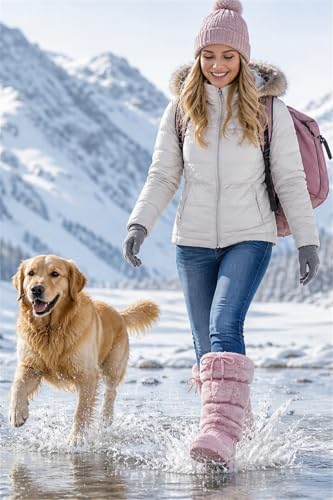 Waterfproof Snow Boots for Women Furry Fuzzy Faux Fur Duck Boots