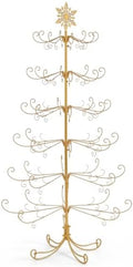 6 Ft Metal Christmas Tree Stand with Snowflake Top, Wrought Ironwork, Gold