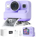 Instant Print Camera for Kids,2.4 Inch Screen Kids Instant Cameras, Christmas Birthday Gifts for Girls Age 3-12, Portable Toddler Toy for 3 4 5 6 7 8 9 10 Year Old Girls Boys Purple