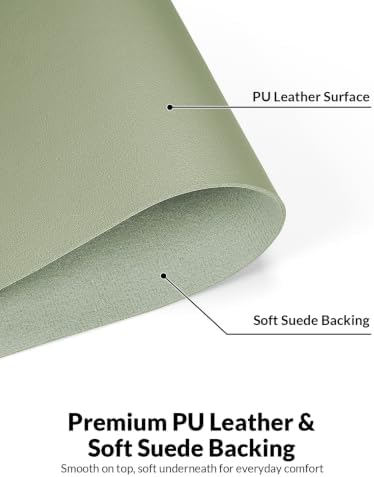 Leather Desk Pad Protector, 31.5" x 12", Sage Green Desk Mat