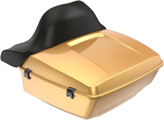 Advanblack Road Glide Tour Trunk Pack Black Hills Gold King Tour Trunk Pack Luggage +Wrap-Around Backrest Pad for '97-'25 Harley Touring Road King Street Glide Electra Glide CVO models