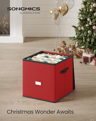 SONGMICS Christmas Ornament Storage Box, 4 Trays for 3-Inch 64 Slots