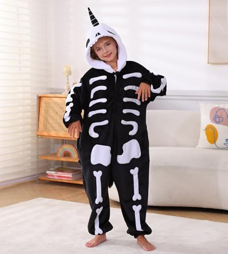 Animal Onesie Pajamas for Kids, Soft Flannel Halloween Cosplay Costume for Boys Girls