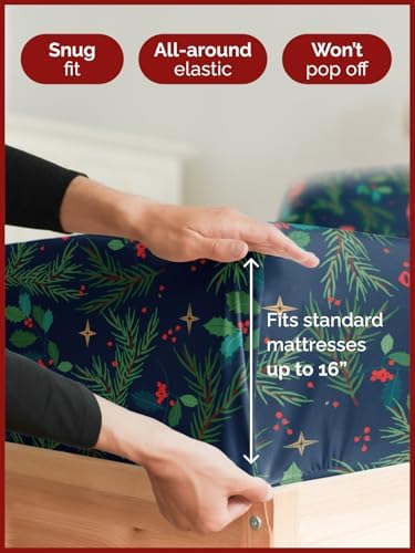 Christmas Sheet Set, Christmas Garland, Holiday Xmas Bedding Set - Full
