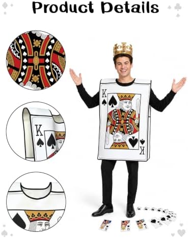 4CT 2026 Adult Couples Halloween King&Queen Playing Card Costumes and Crown