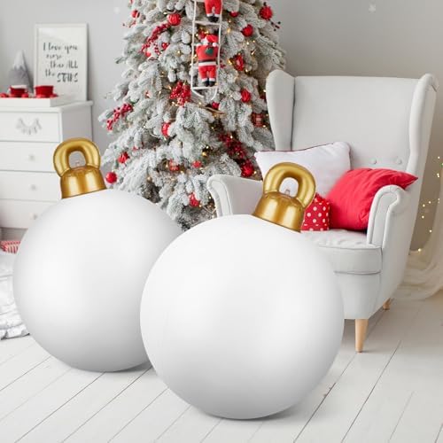 Jetec 4 Pcs Giant Inflatable Christmas Ball, Solid, White