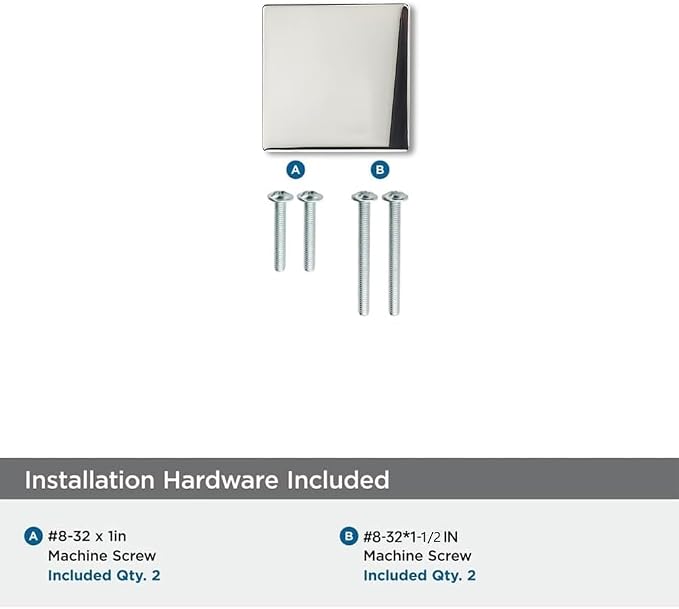 khtumeware 10 Pack Polished Nickel Cabinet Knobs 1-1/4 inch(32mm) Solid Heavy Duty Square Bi-Fold Door Knob for Kitchen Bathroom and Dressing Table