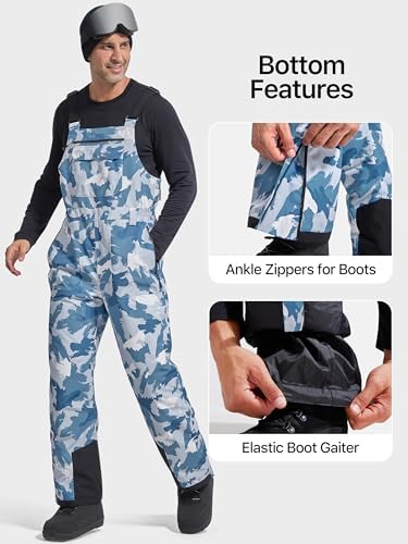 FREE SOLDIER Mens Snow Bibs Ski Snow Pants Softshell Ski Bib Overalls