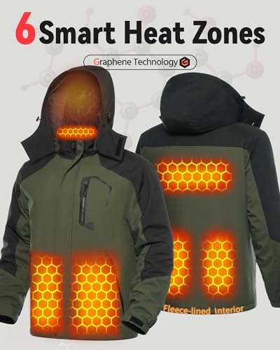 Wulcea Graphene Heated Jacket for Men Fur Lined with Large Capacity Battery Pack