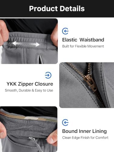 FREE SOLDIER Men's Outdoor Softshell Snow Ski Pants