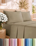 King Size 4 Piece Sheet Set - Comfy Breathable & Cooling Sheets - Khaki