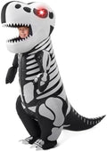 Spooktacular Creations Kids Skeleton Dinosaur Inflatable Costume, LED Light Eyes Full Body Skeleton T.rex Blow Up Costume