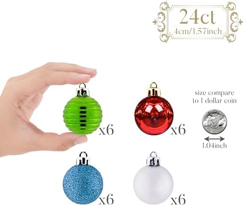 Valery Madelyn Small Christmas Tree Decorations Ball Ornaments 24ct 1.57"