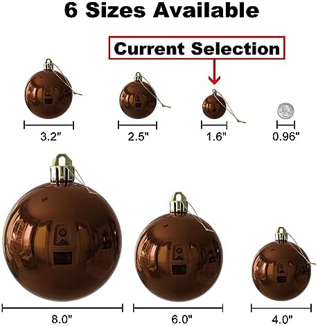 Bronze 1.6" Small Christmas Balls Christmas Tree Decoration Ornaments Shatterproof Hanging Balls for Xmas Tree Holiday Wreath Garland Decor Set of 36pcs Brown Christmas Ornaments