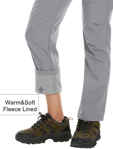 MAGCOMSEN Women's Fleece Lined Waterproof Insulated Snow Ski Pants Winter Warm Hiking Pants Outdoor Softshell