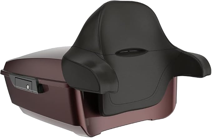 Advanblack Road Glide Tour Trunk Pack Merlot Sunglo King Tour Trunk Pack Luggage +Wrap-Around Backrest Pad for '97-'25 Harley Touring Road King Street Glide Electra Glide CVO models
