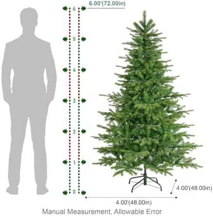 Glitzhome 6ft Prelit Christmas Tree, Small Christmas Tree Vibrant Evergreen Fir with 300 Warm White/Multi-Color Twinkling Lights, 1564 PE&PVC Branch Tips, 10 Function w/Foot Pedal and Remote