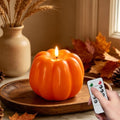 Wondise Orange Fall Decorations Real Wax Pumpkin Candles with Remote Timer