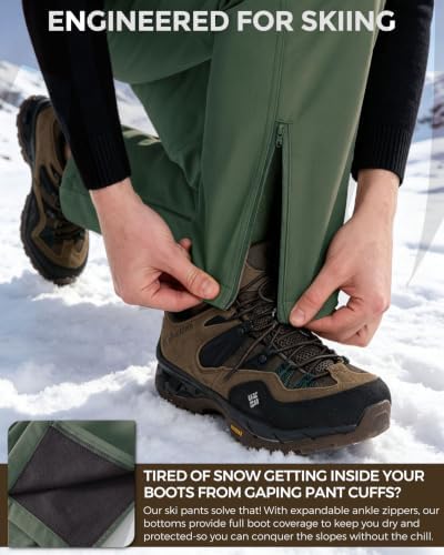 CNBQDD Men's Snow Ski Pants Waterproof Hiking Winter Fleece Lined Pants