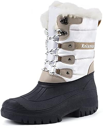 Knixmax Women's Waterproof Mid-Calf Winter Snow Boots US 6-11
