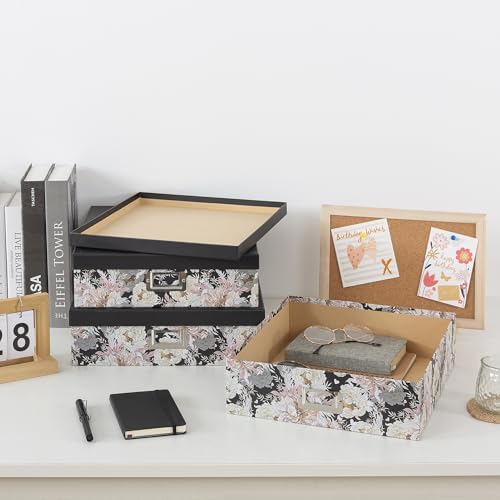 Soul & Lane - Floral Jumbo Scrapbook Storage Boxes with Lids, Set of 3