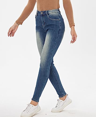 Yehopere Women's Winter Fleece Lined Jeans Slim Fit Warm Skinny High Waist Denim Jean