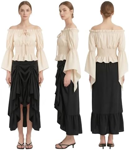 9 PCS Pirate Costume Women Set, Skirt Renaissance Halloween Outfit