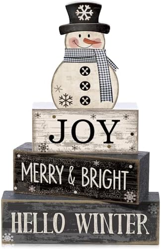 Lineshading 4 Pcs Wooden Fall Block Signs Tiered Tray Decor Farmhouse