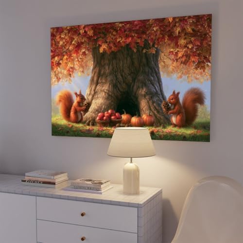 JDBeehpy Autumn Squirrels Pinecones Wall Art Poster Unframed 20x30inch