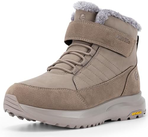 FitVille Wide Width Mens Winter Boots Fur Lined Extra Wide Snow Boot Lightweight Non Slip Outdoor Mens Diabetic Shoes for Flat Feet