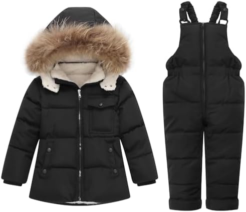 Toddler Snowsuit Girl Baby Winter Coat Bib Boy Snow Pants and Jackets