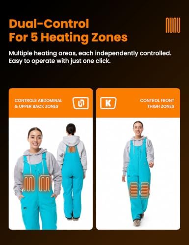 Heated Insulated Bib Overalls for Women with 16000mAh Power Bank, Outdoor Snow bibs Warm Skiing Snowboard Pants