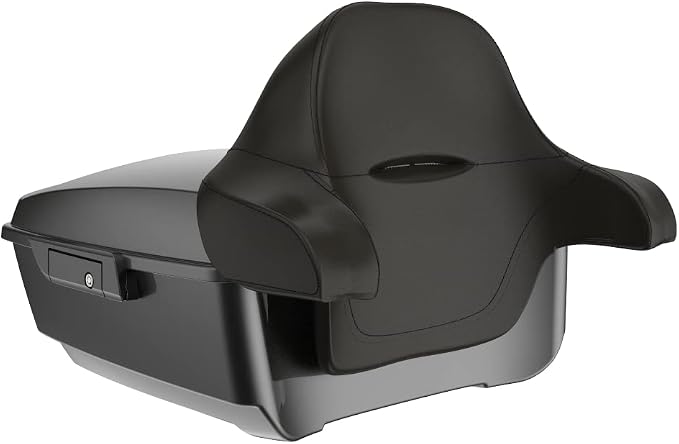 Advanblack Road Glide Tour Trunk Pack Gray Haze King Tour Trunk Pack Luggage +Wrap-Around Backrest Pad for '97-'25 Harley Touring Road King Street Glide Electra Glide CVO models