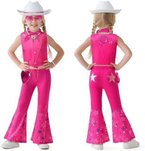 Cowgirl Costume Girls Kids Disco Western Rodeo Dress Up Outfits for Halloween Birthday Cosplay Party