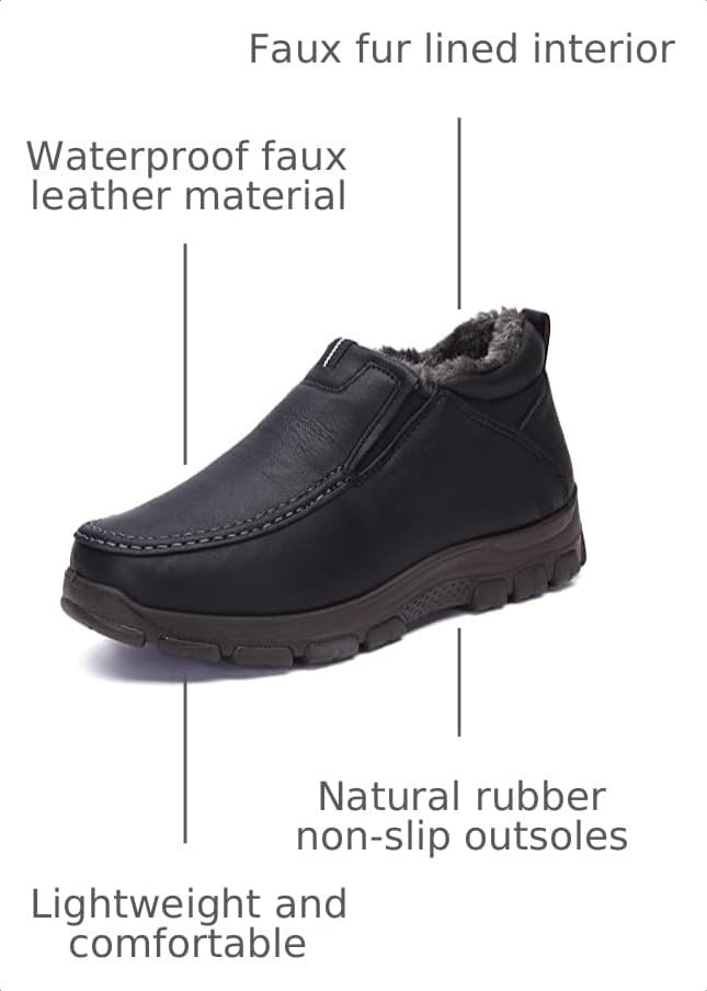 COSIDRAM Mens Shoes Winter Snow Boots Slip On Warm Cotton Padded Loafers