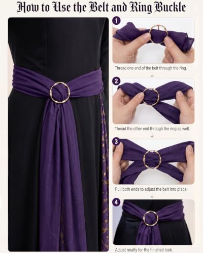 Women’s Witch Costume, Halloween Dress Outfit with Witch Hat and Belt S-2XL