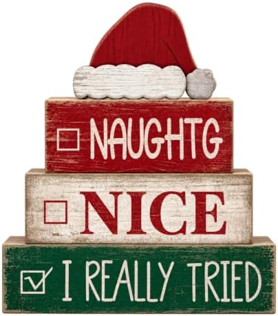Lineshading 4 Pcs Christmas Table Decoration for Home, Humor Santa Hat Sign