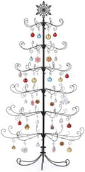 VINGLI 6FT Metal Christmas Ornament Tree, Wrought Iron Display Stand Black