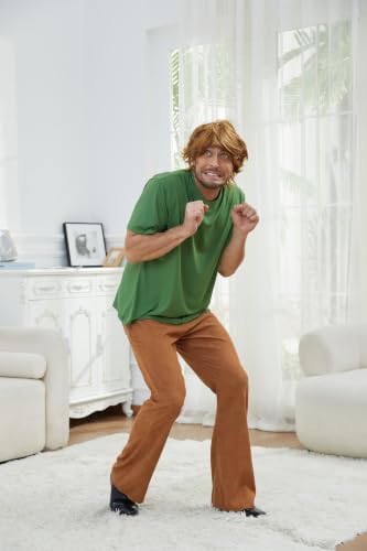 Adult Men's Halloween Costume 60s 70s Vintage Retro Hippie Cosplay Set