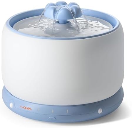 WOPET Wireless Cat Water Fountain, Cordless Ceramic Pet Water Fountain with 5000mAh Rechargeable Battery, 3L/101oz Premium Cat Water Dispenser for Cats & Small Dogs,Ultra Quiet & Triple Filtration