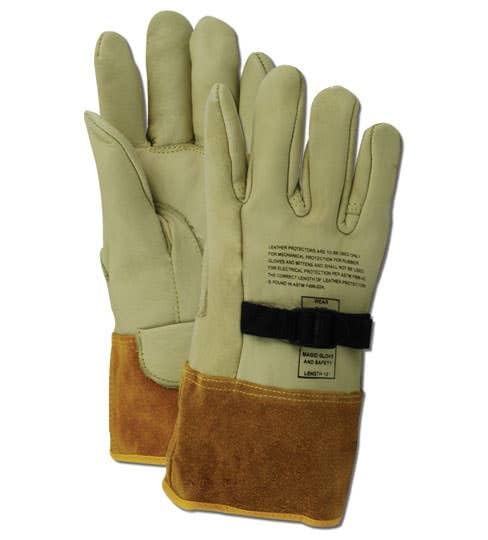MAGID Leather Lineman Electrical Protector Work Gloves, 6 Pair, Size 10, 60611PS10, For Use With Rubber Insulated Gloves