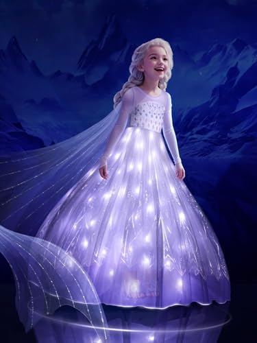 Light Up Princess Costume for 3-9 Ages girls Halloween dress up
