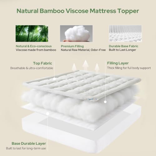 BEDLORE Full XL Size Mattress Topper, Thick Soft Pillow Top Bed Topper