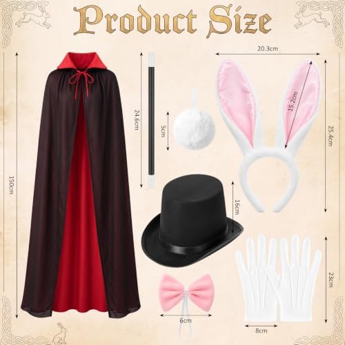 7 Pcs Adult Magician Bunny Costume Set Men Women Halloween Cosplay