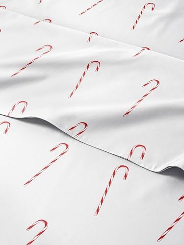 Christmas Sheet Set, Candy Canes, Holiday Xmas Bedding Set - Full Size