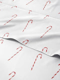 Christmas Sheet Set, Candy Canes, Holiday Xmas Bedding Set - Queen Size