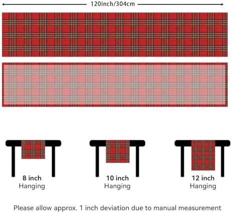 Softalker Christmas Checkered Tartan Table Runner, Red, 13 x 120 Inch