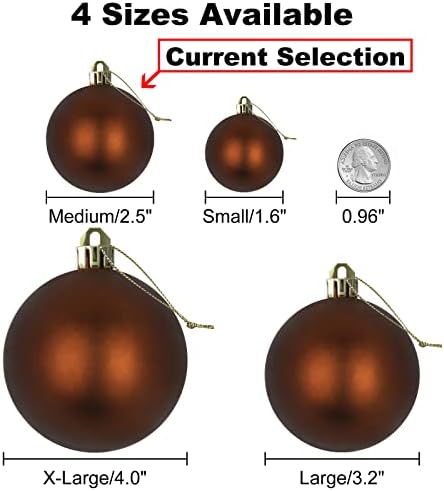 Bronze & Gold 2.5" Christmas Balls Christmas Tree Decoration Ornaments Shatterproof Hanging Balls for Birthday Halloween Holiday Wedding Decorations Set of 36pcs